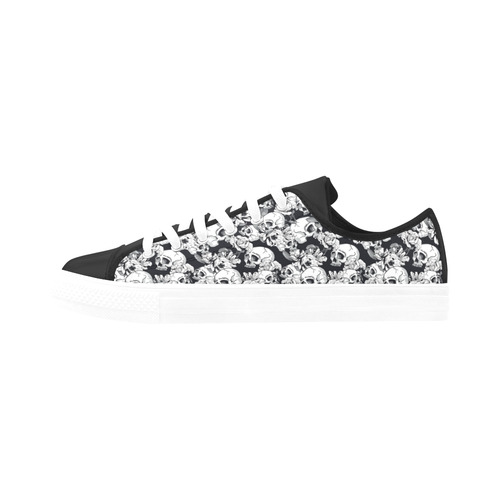 skull pattern, black and white Aquila Microfiber Leather Women's Shoes/Large Size (Model 031)