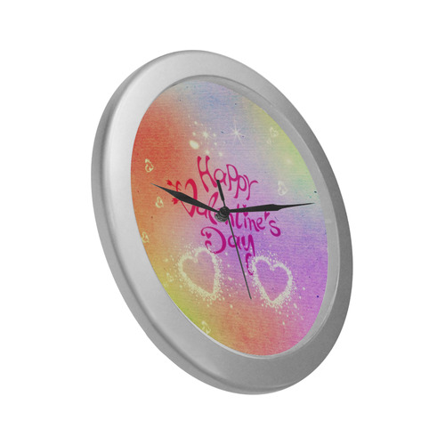 happy valentines day by FeelGood Silver Color Wall Clock