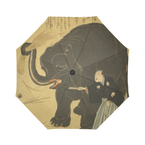 Big Imported Elephant Ochiai Japanese Print Auto-Foldable Umbrella (Model U04)