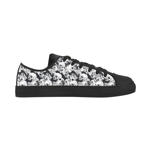 skull pattern, black and white Aquila Microfiber Leather Women's Shoes/Large Size (Model 031)