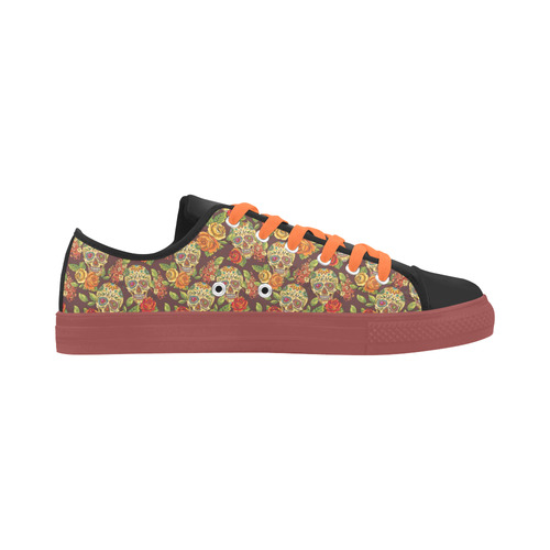 sugar skull pattern Aquila Microfiber Leather Women's Shoes/Large Size (Model 031)