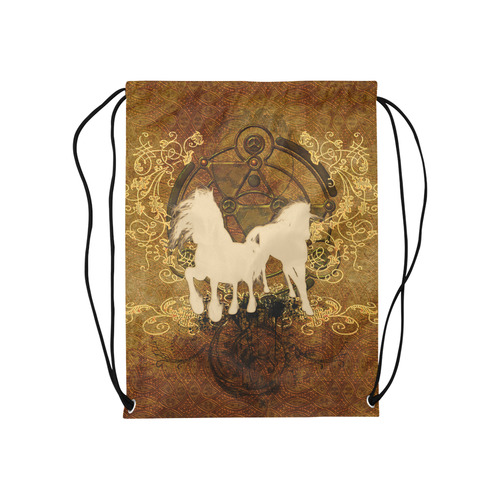 Beautiful horses, silhouette Medium Drawstring Bag Model 1604 (Twin Sides) 13.8"(W) * 18.1"(H)
