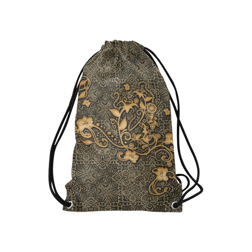 Vintage, floral design Small Drawstring Bag Model 1604 (Twin Sides) 11"(W) * 17.7"(H)