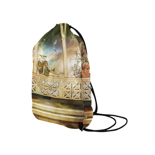 The cute little fairy in the sunset Medium Drawstring Bag Model 1604 (Twin Sides) 13.8"(W) * 18.1"(H)