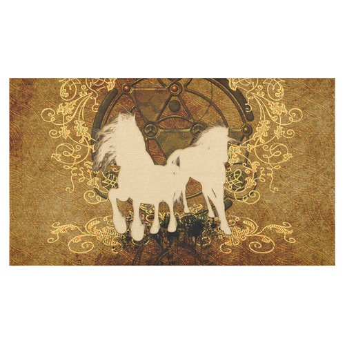 Beautiful horses, silhouette Cotton Linen Tablecloth 60"x 104"