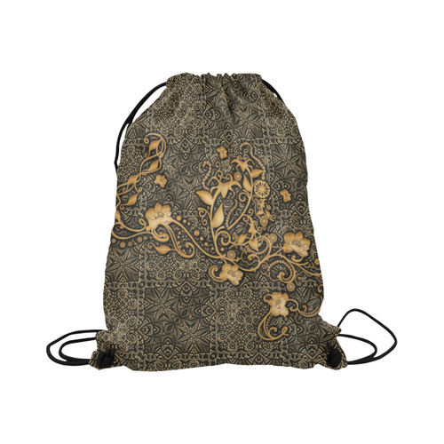 Vintage, floral design Large Drawstring Bag Model 1604 (Twin Sides)  16.5"(W) * 19.3"(H)