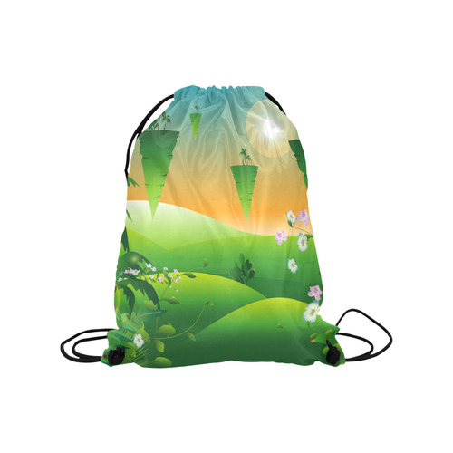 Toon, fantasy landscape Medium Drawstring Bag Model 1604 (Twin Sides) 13.8"(W) * 18.1"(H)