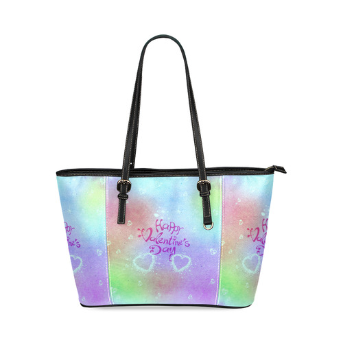 happy valentines day teal by FeelGood Leather Tote Bag/Large (Model 1640)