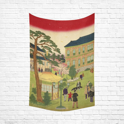 Hiroshige Goldfish Ueno Park Cotton Linen Wall Tapestry 60"x 90"