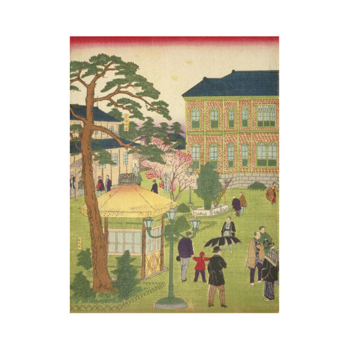 Hiroshige Goldfish Ueno Park Cotton Linen Wall Tapestry 60"x 80"
