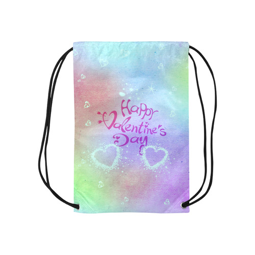 happy valentines day teal by FeelGood Small Drawstring Bag Model 1604 (Twin Sides) 11"(W) * 17.7"(H)