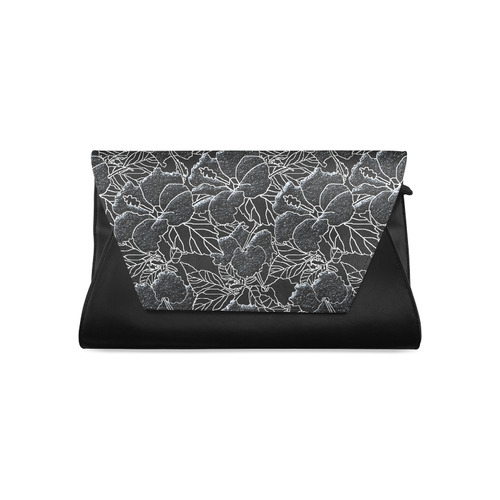 Black And White Hibiscus Floral Art Clutch Bag (Model 1630)