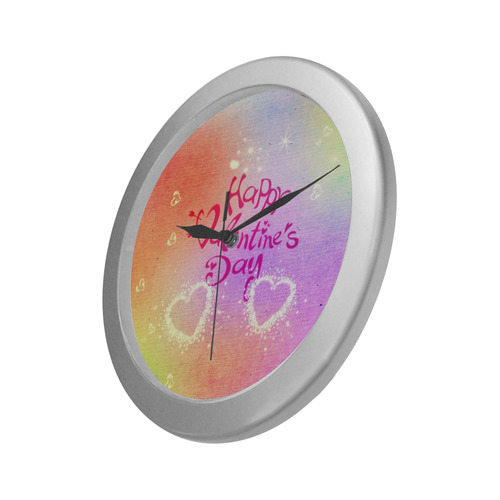 happy valentines day by FeelGood Silver Color Wall Clock