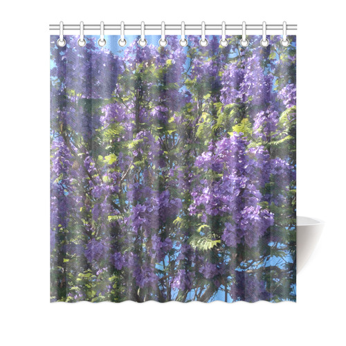 Blossoming Jacaranda Tree Floral Art Shower Curtain 66"x72"