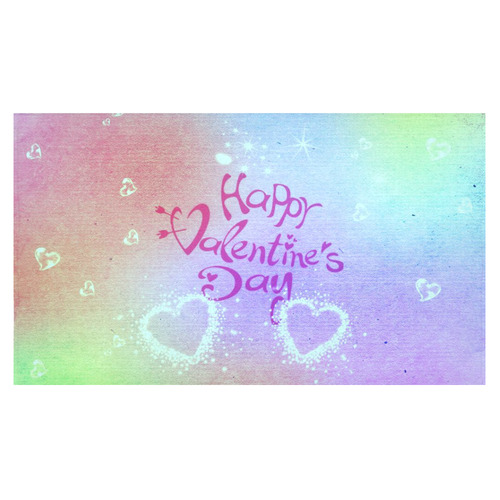 happy valentines day teal by FeelGood Cotton Linen Tablecloth 60"x 104"