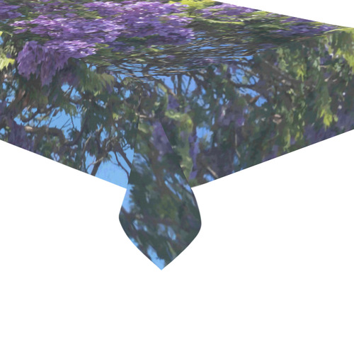 Blossoming Jacaranda Tree Floral Art Cotton Linen Tablecloth 60"x120"