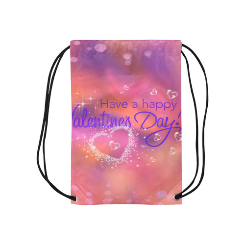 happy valentines day pink by FeelGood Small Drawstring Bag Model 1604 (Twin Sides) 11"(W) * 17.7"(H)