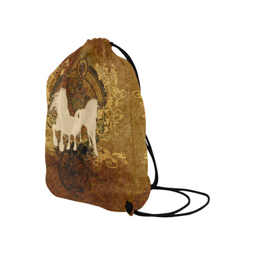 Beautiful horses, silhouette Large Drawstring Bag Model 1604 (Twin Sides)  16.5"(W) * 19.3"(H)