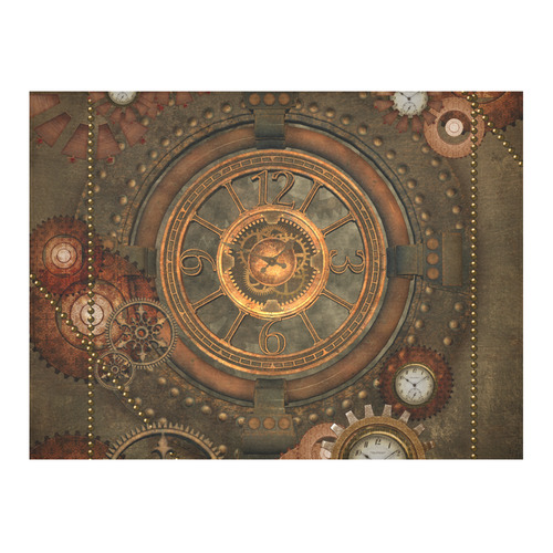 Steampunk, wonderful vintage clocks and gears Cotton Linen Tablecloth 52"x 70"