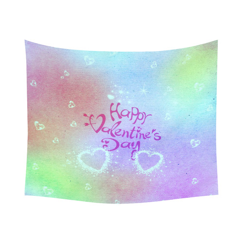 happy valentines day teal by FeelGood Cotton Linen Wall Tapestry 60"x 51"
