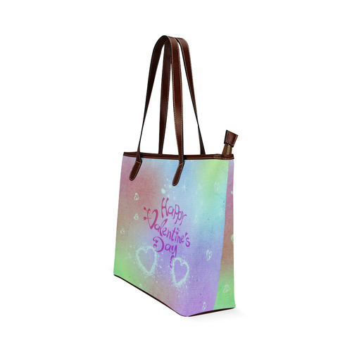 happy valentines day teal by FeelGood Shoulder Tote Bag (Model 1646)