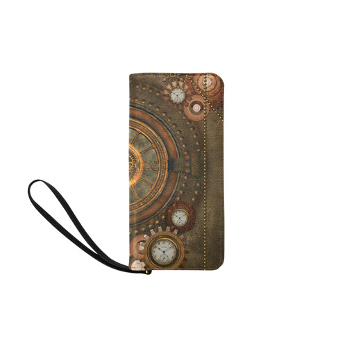 Steampunk, wonderful vintage clocks and gears Women's Clutch Purse (Model 1637)