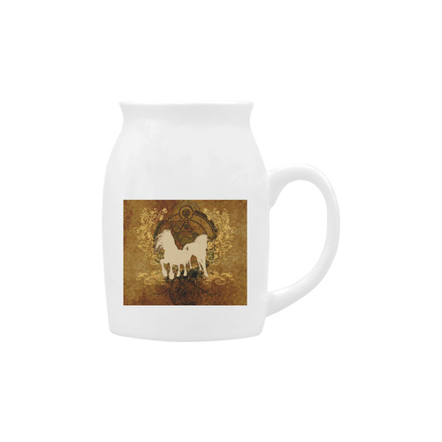 Beautiful horses, silhouette Milk Cup (Small) 300ml