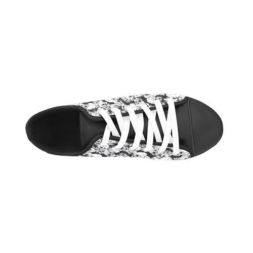 skull pattern, black and white Aquila Microfiber Leather Women's Shoes/Large Size (Model 031)