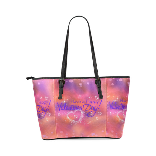 happy valentines day pink by FeelGood Leather Tote Bag/Large (Model 1640)