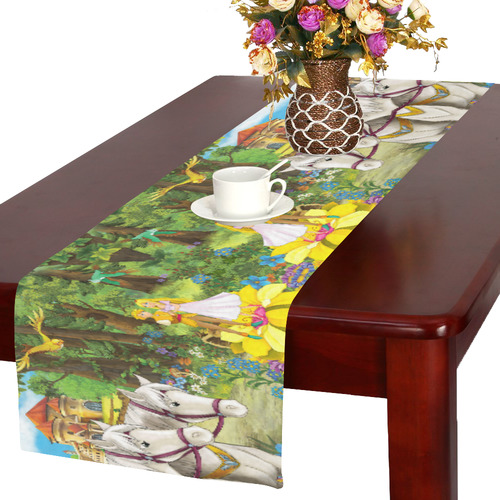 Couple on the Flowers in the Forest Table Runner 16x72 inch