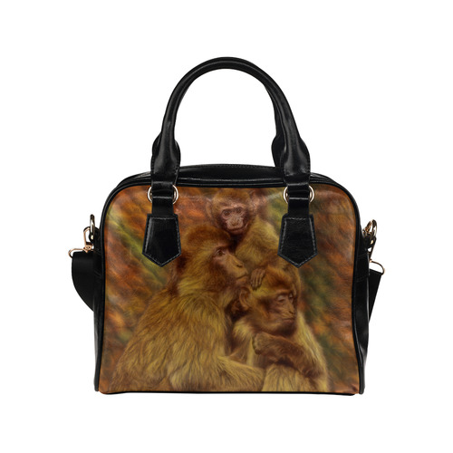 Cute Monkey Family Cuddles Shoulder Handbag (Model 1634)