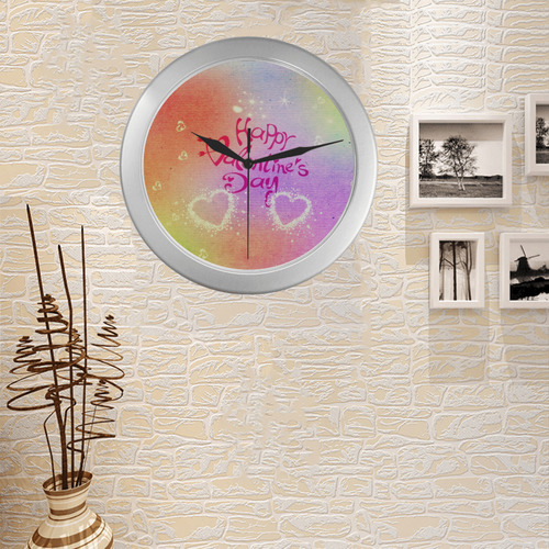 happy valentines day by FeelGood Silver Color Wall Clock