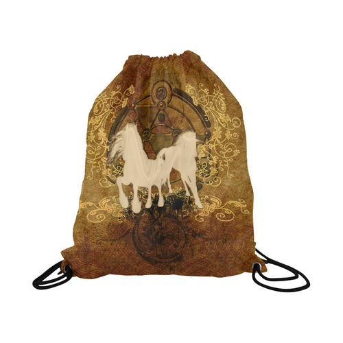 Beautiful horses, silhouette Large Drawstring Bag Model 1604 (Twin Sides)  16.5"(W) * 19.3"(H)
