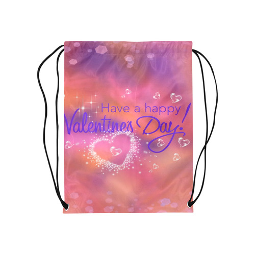 happy valentines day pink by FeelGood Medium Drawstring Bag Model 1604 (Twin Sides) 13.8"(W) * 18.1"(H)