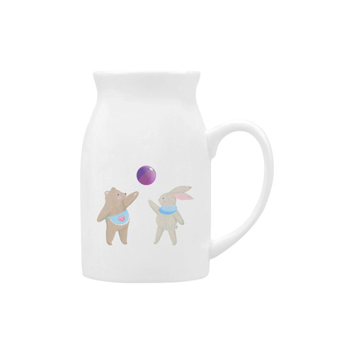 Cute Bear and Rabbit Playing with a Funny Ball Milk Cup (Large) 450ml
