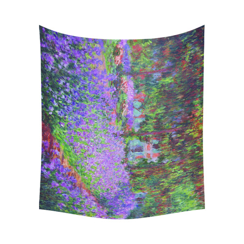 Monet Garden at Giverny Floral Painting Cotton Linen Wall Tapestry 60"x 51"