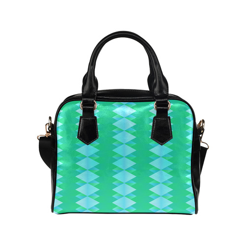 Pastel Green And Turquoise Diamond Pattern Shoulder Handbag (Model 1634)