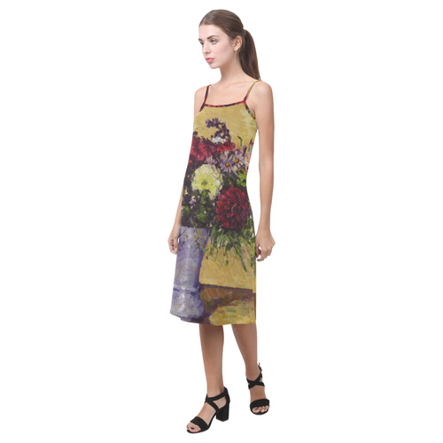 Cezanne Bouquet of Flowers Floral Still Life Alcestis Slip Dress (Model D05)