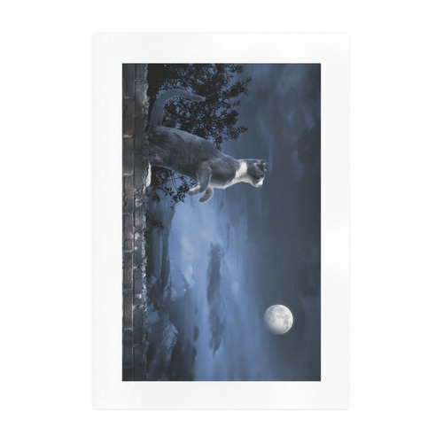 A Cat Looking at the Moon Art Print 19‘’x28‘’
