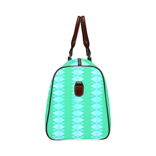 Pastel Green And Turquoise Diamond Pattern Waterproof Travel Bag/Small (Model 1639)