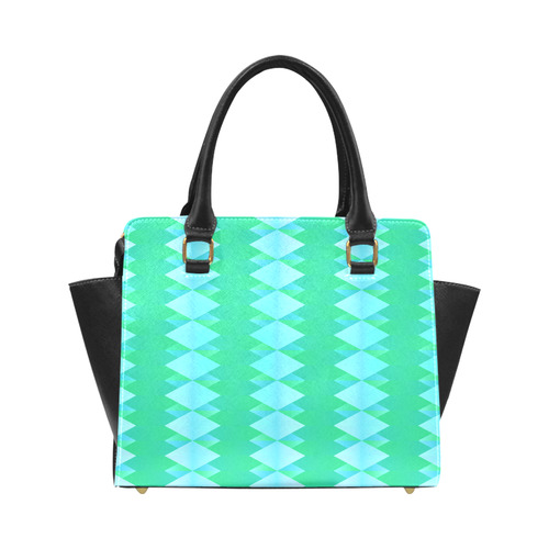 Pastel Green And Turquoise Diamond Pattern Classic Shoulder Handbag (Model 1653)