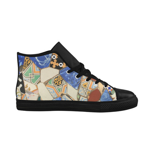 Mosaic decoration Aquila High Top Microfiber Leather Women's Shoes/Large Size (Model 032)