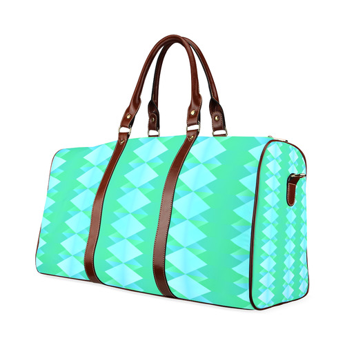 Pastel Green And Turquoise Diamond Pattern Waterproof Travel Bag/Small (Model 1639)