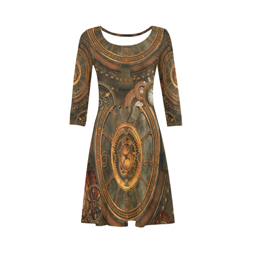 Steampunk, wonderful vintage clocks and gears 3/4 Sleeve Sundress (D23)