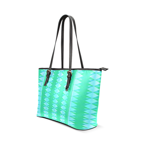 Pastel Green And Turquoise Diamond Pattern Leather Tote Bag/Small (Model 1640)