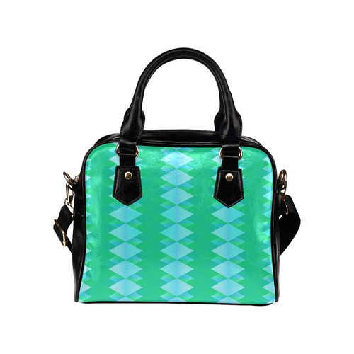 Pastel Green And Turquoise Diamond Pattern Shoulder Handbag (Model 1634)