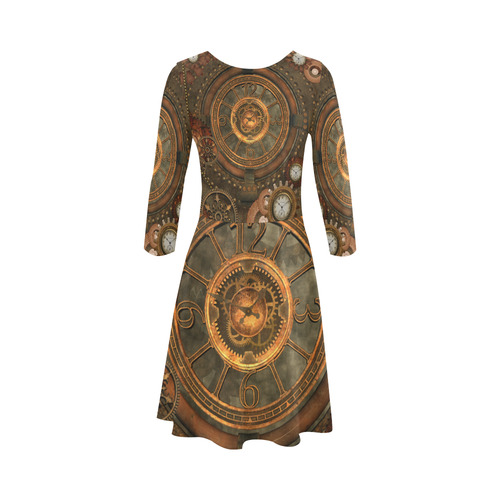 Steampunk, wonderful vintage clocks and gears 3/4 Sleeve Sundress (D23)