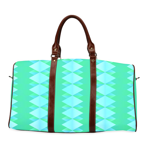 Pastel Green And Turquoise Diamond Pattern Waterproof Travel Bag/Small (Model 1639)