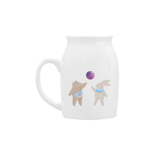 Cute Bear and Rabbit Playing with a Funny Ball Milk Cup (Small) 300ml