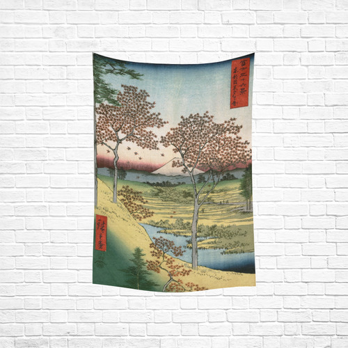 Sunset Hill Meguro Hiroshige Japanese Woodblock Cotton Linen Wall Tapestry 40"x 60"